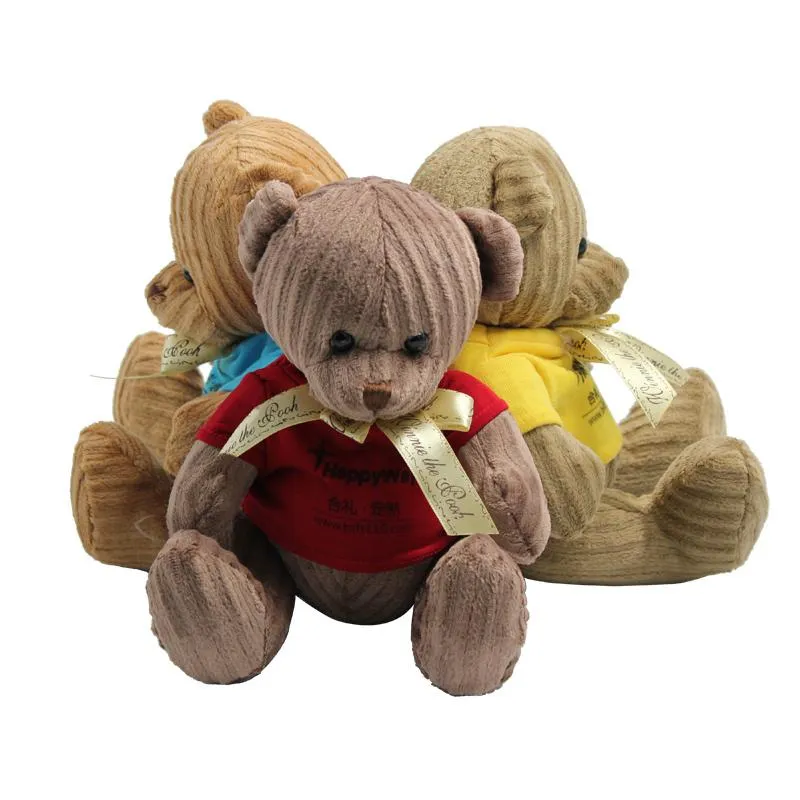 20cm Teddy Bear Plush Toy With Vertical Striped Fur