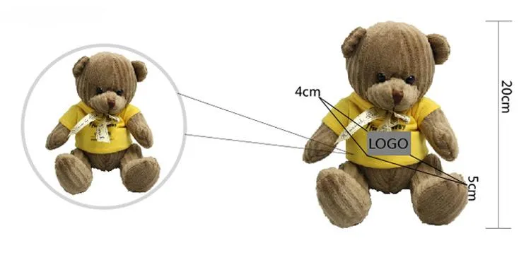 20cm Teddy Bear Plush Toy With Vertical Striped Fur