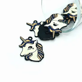 4, 12 or 25 Pieces: Purple and White Enamel Unicorn Charms