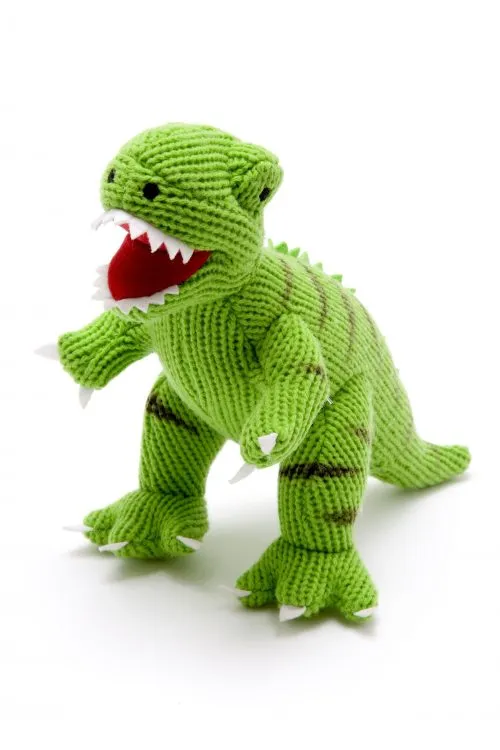 Best Years Knitted T-Rex Dinosaur Soft Toy Green