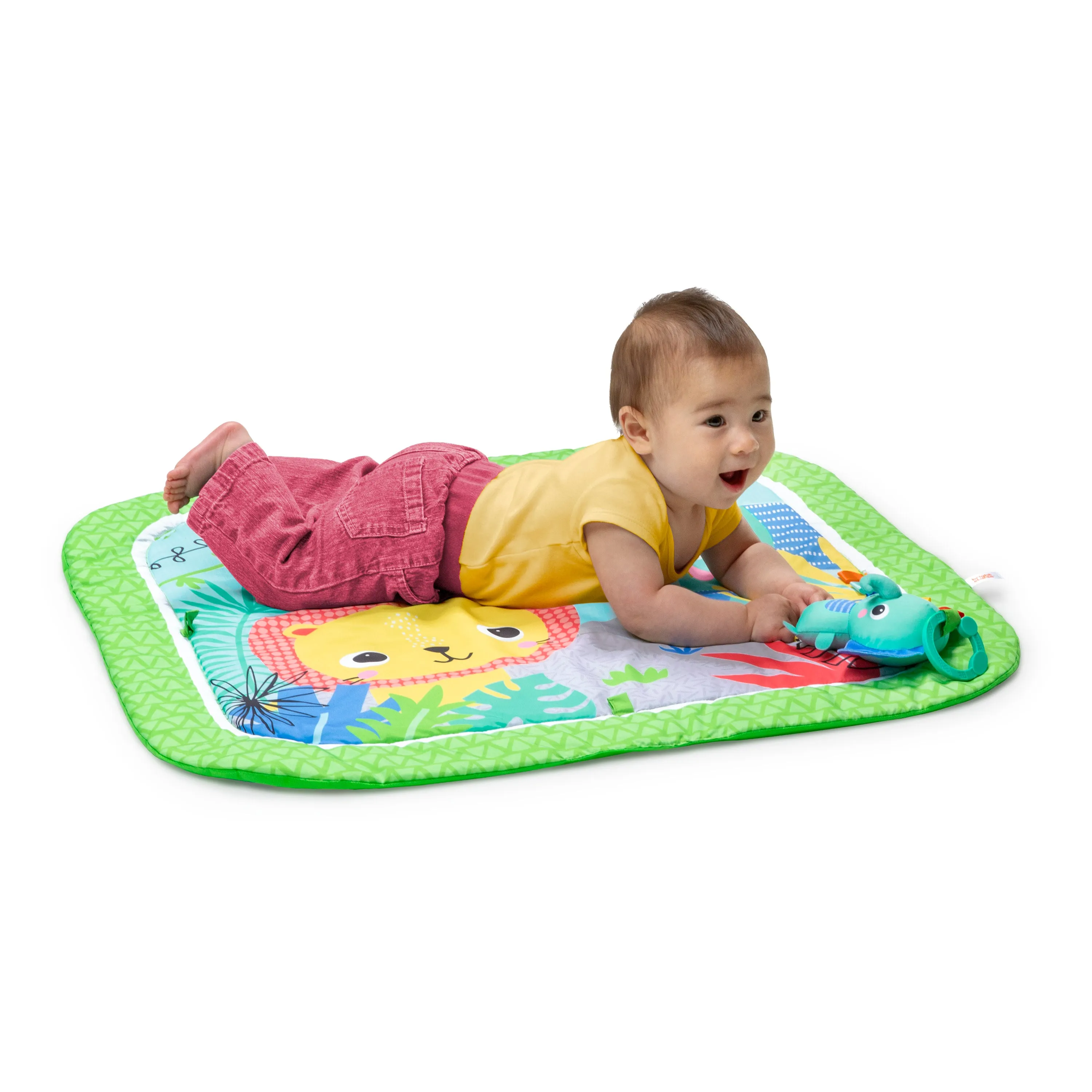 Bright Starts Wild Wiggles Baby Activity Gym & Machine-Washable Play Mat, Green