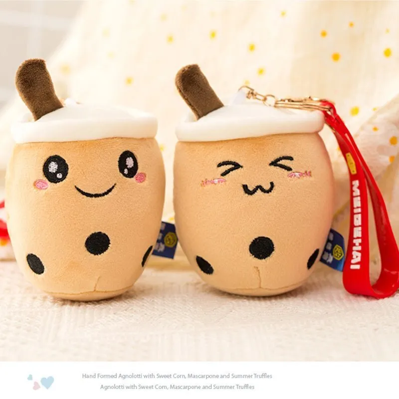 Bubble Tea Milk Tea Keyring 10cm Cute Soft Plush Boba Keychain