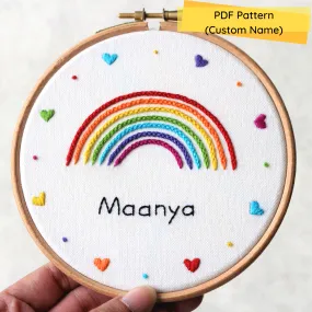 Custom Name Rainbow Embroidery Pattern (PDF)