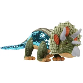 Dinosaur Plush Toy  Reversible Sequin Dinosaur 21 - TriceratopsStuffedAnimal