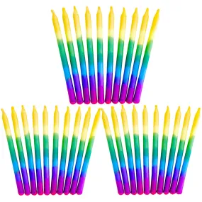 Kicko Ombre Candles - 30 Pack - 4 Inches - Multicolored - Tall, Thin - for Kids