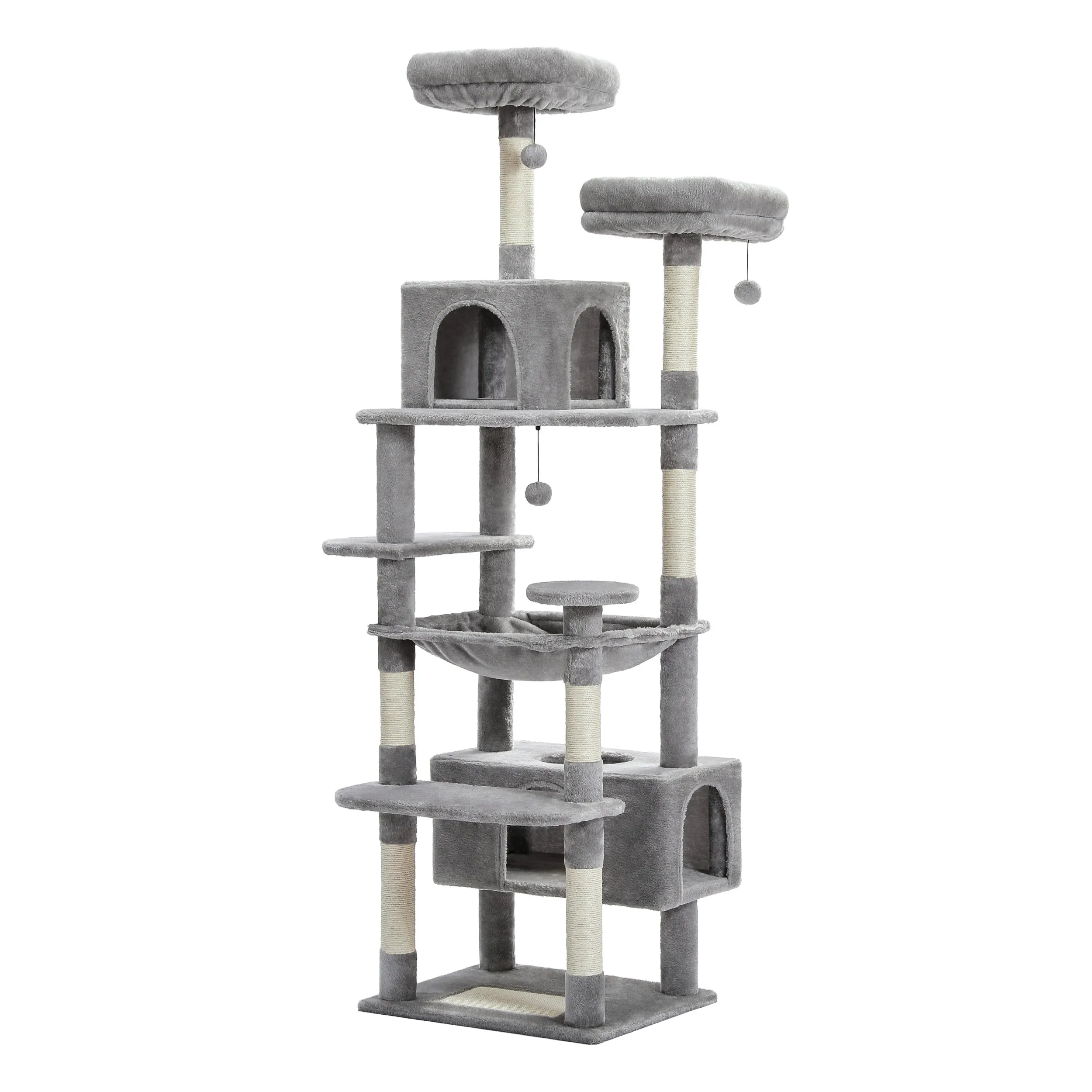 Large Tall Cat Tree Tower for Indoor Cats Multi-Level Plush Cat Condo w/ Scratching Posts Scratching Boards Perches & Caves