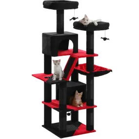 Large Tall Cat Tree Tower for Indoor Cats Multi-Level Plush Cat Condo w/ Scratching Posts Scratching Boards Perches & Caves