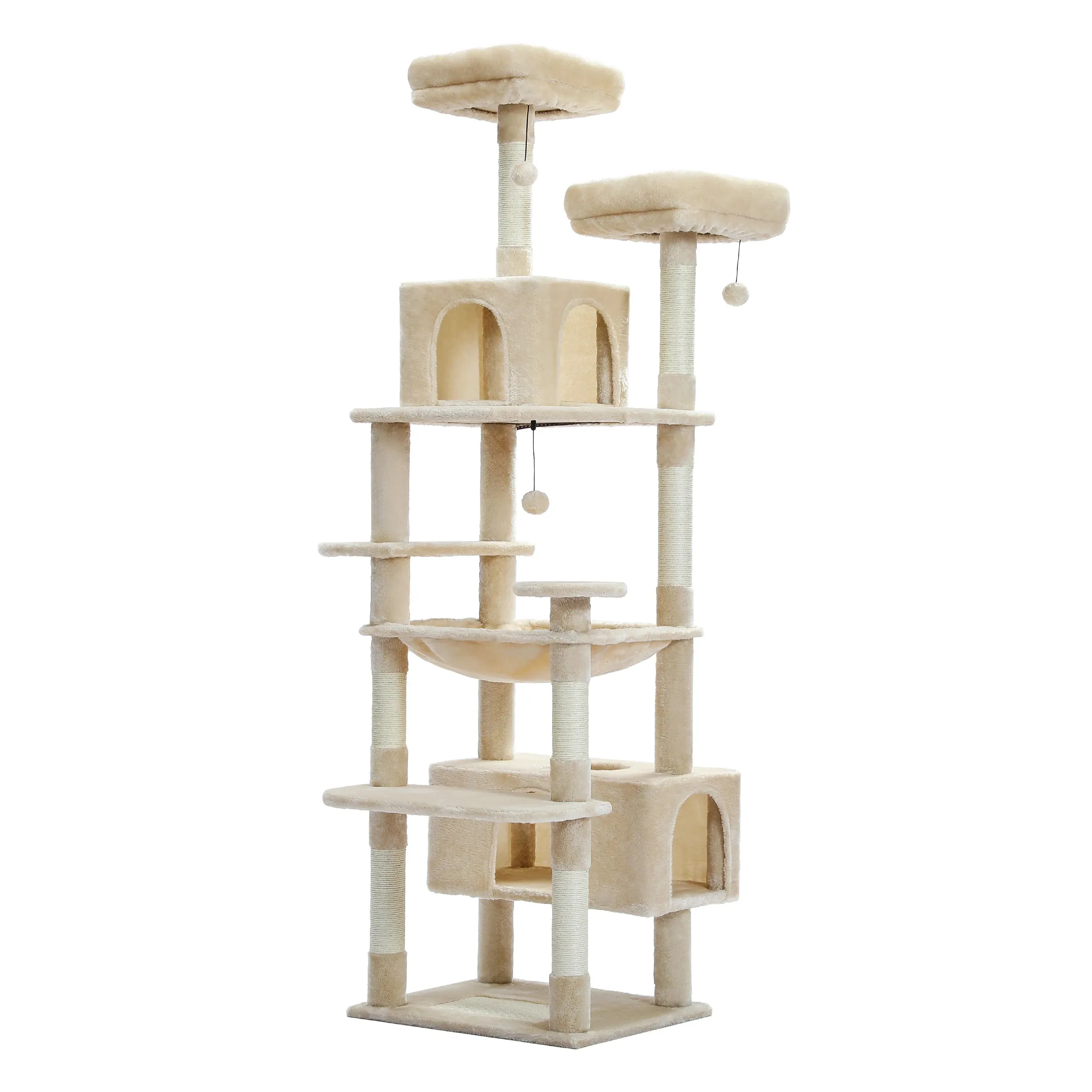 Large Tall Cat Tree Tower for Indoor Cats Multi-Level Plush Cat Condo w/ Scratching Posts Scratching Boards Perches & Caves