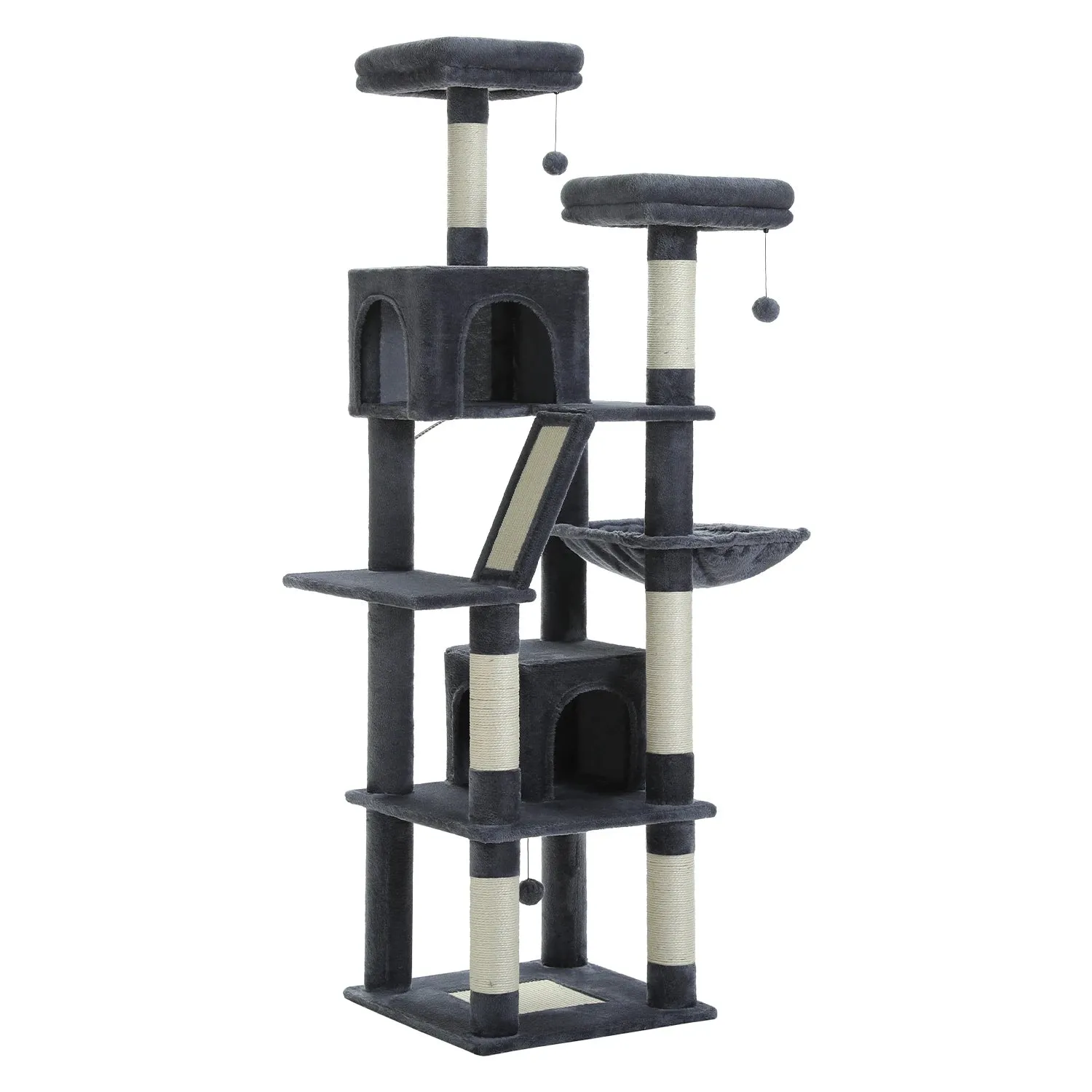 Large Tall Cat Tree Tower for Indoor Cats Multi-Level Plush Cat Condo w/ Scratching Posts Scratching Boards Perches & Caves