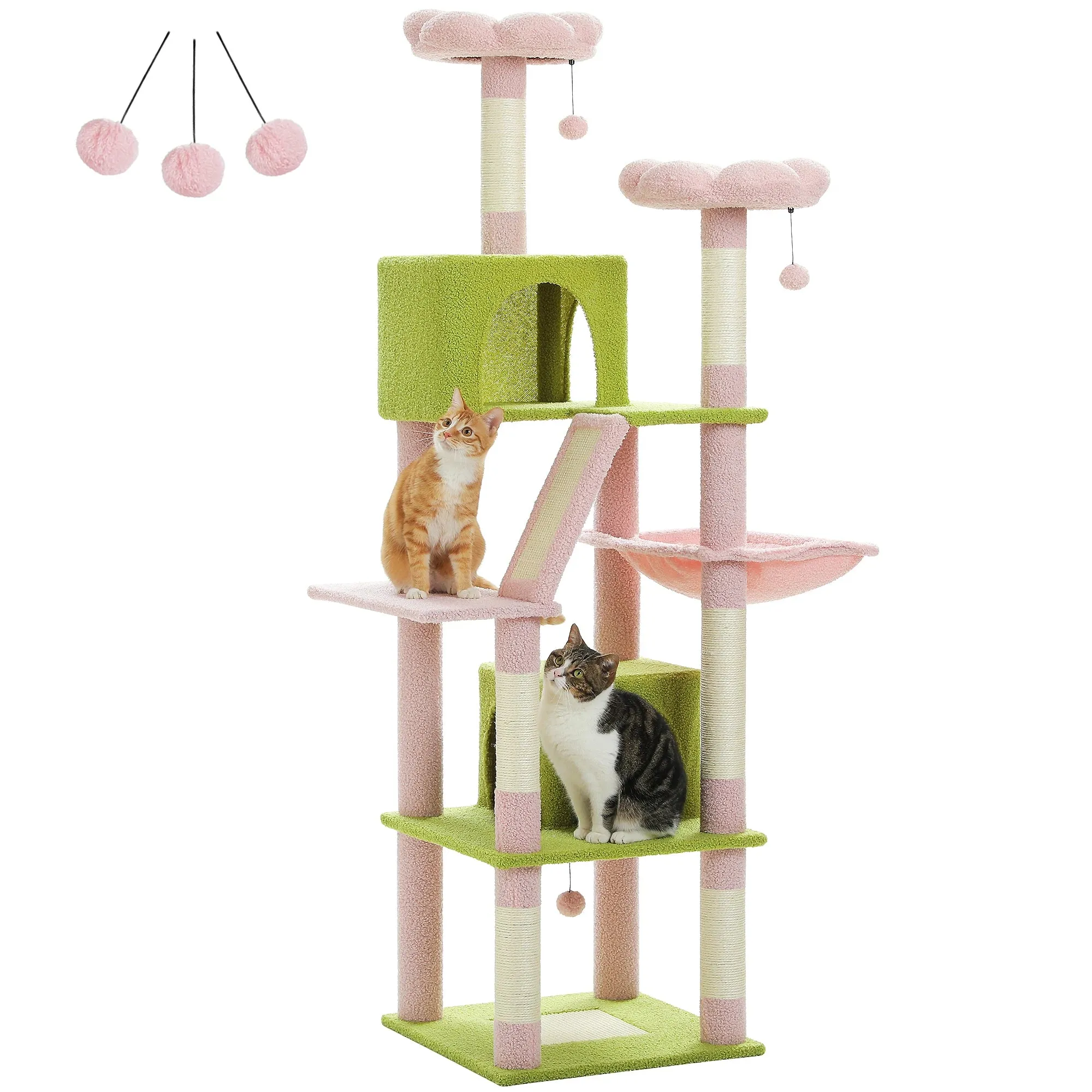 Large Tall Cat Tree Tower for Indoor Cats Multi-Level Plush Cat Condo w/ Scratching Posts Scratching Boards Perches & Caves