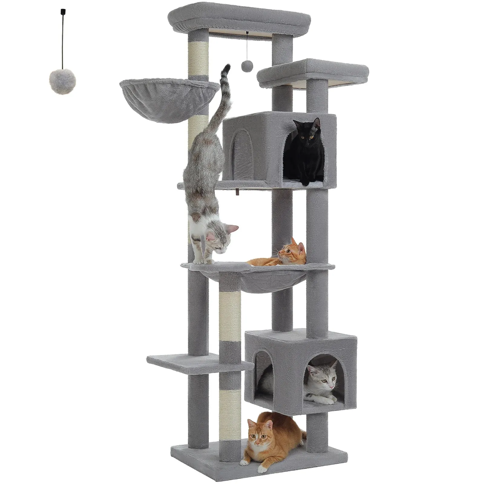 Large Tall Cat Tree Tower for Indoor Cats Multi-Level Plush Cat Condo w/ Scratching Posts Scratching Boards Perches & Caves