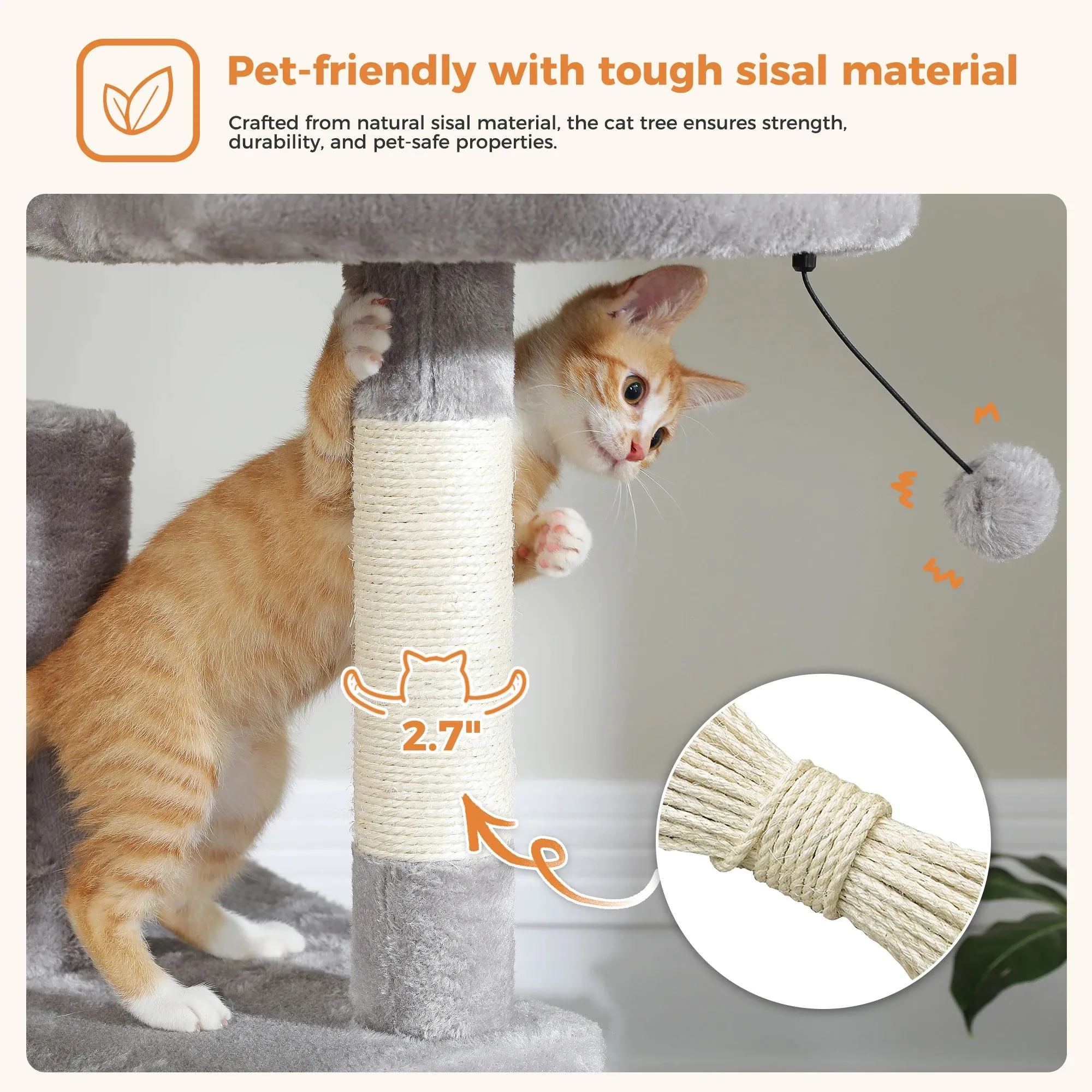 Large Tall Cat Tree Tower for Indoor Cats Multi-Level Plush Cat Condo w/ Scratching Posts Scratching Boards Perches & Caves