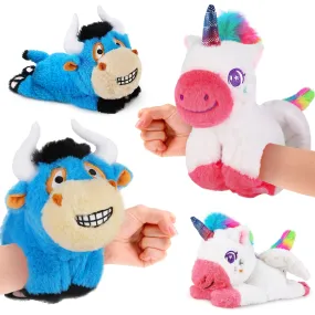 Plush Toy Slaps Bracelets, 12" Unicorn Bull Wristband Play Set