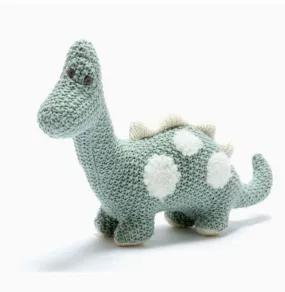 Small Organic Cotton Diplodocus Dinosaur Plush Toy - Teal