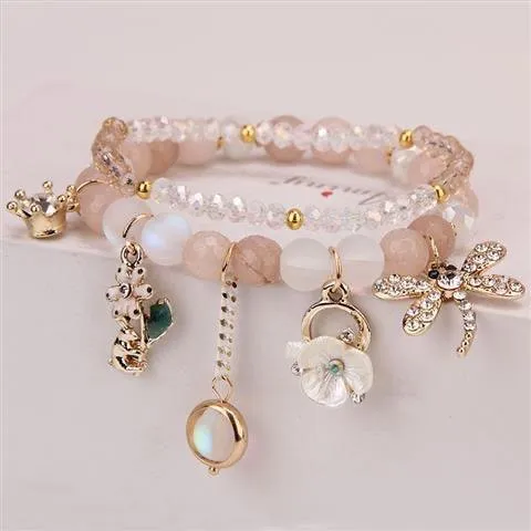 Sparkly Crystal Charm Bracelet Bangle with Gift Box Set for Girls LJ33